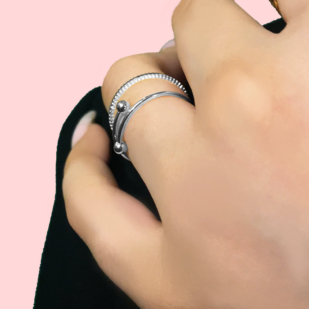 Anello doppio color argento