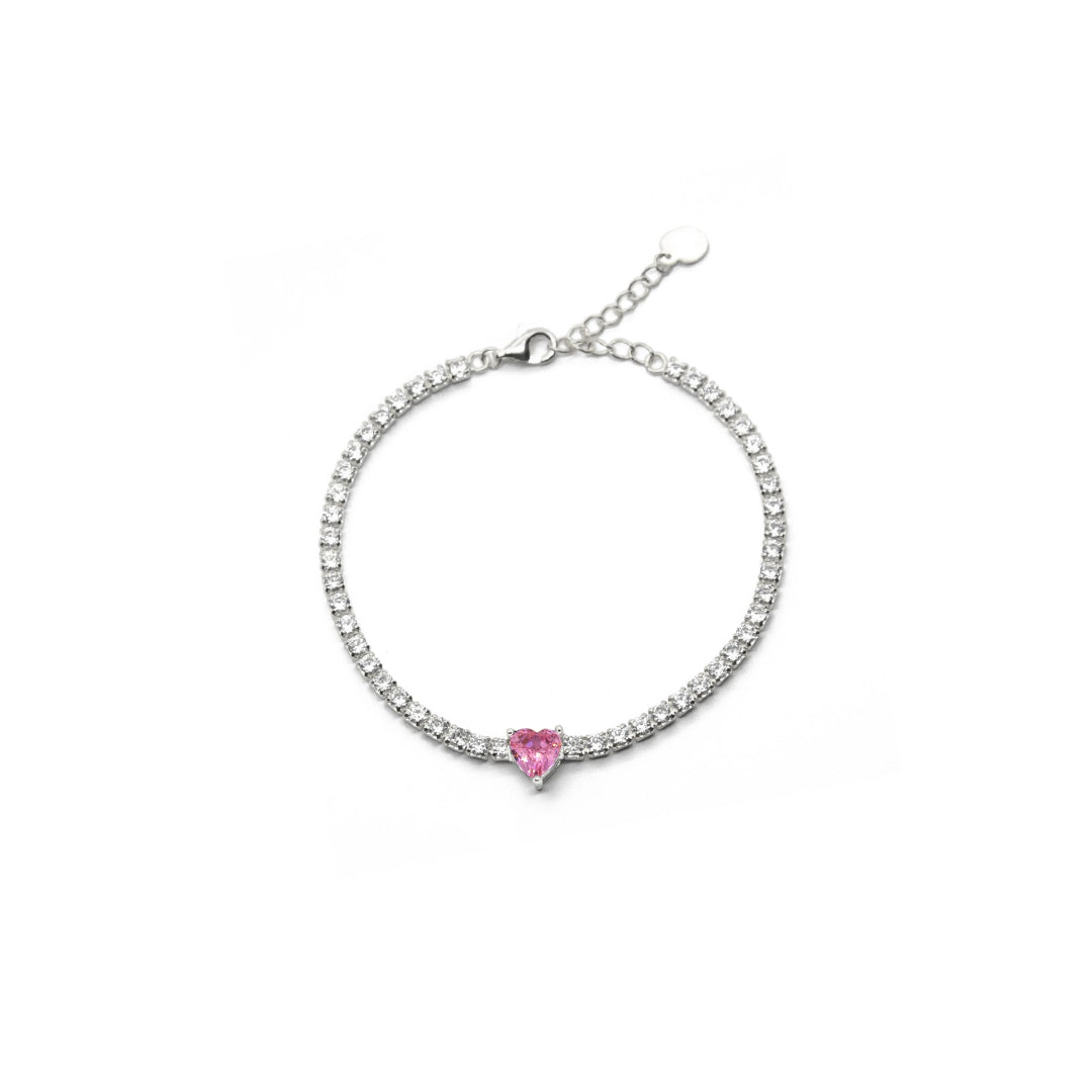 Bracciale con brillanti e pietra centrale a cuore
