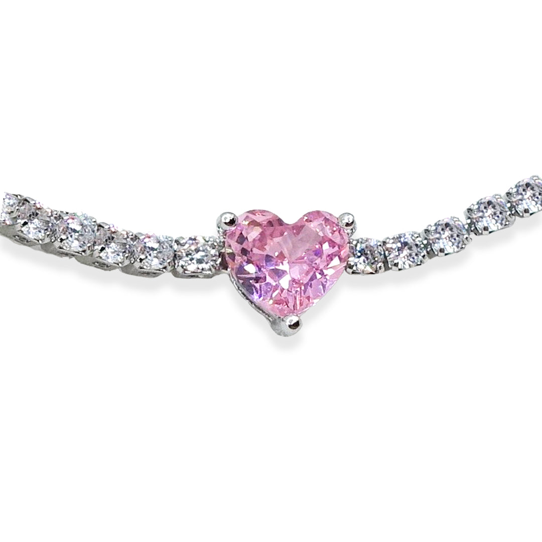 Bracciale con brillanti e pietra centrale a cuore